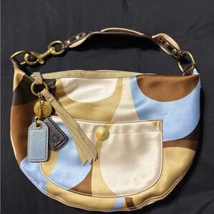 Coach Vintage Sateen Scarf Print Hobo Bag